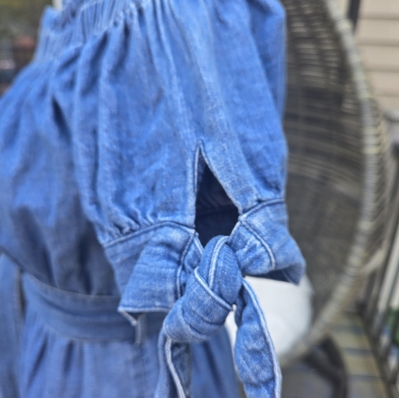 J. Crew Blue Denim Off-Shoulder Dress - Picture 3 of 9